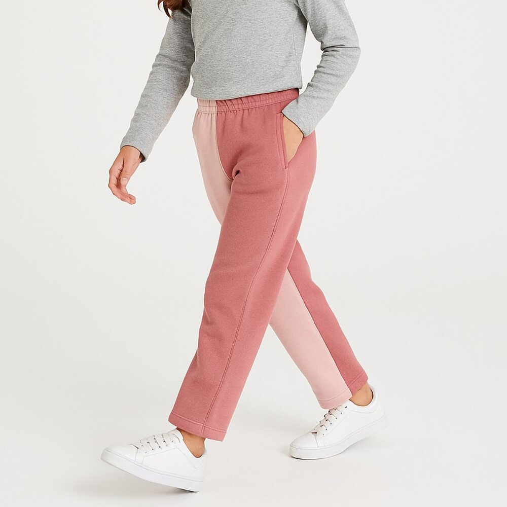 Athletic Works Straight Leg Fleece Pants Side Zippers Elastic Waist Pink M 7-8